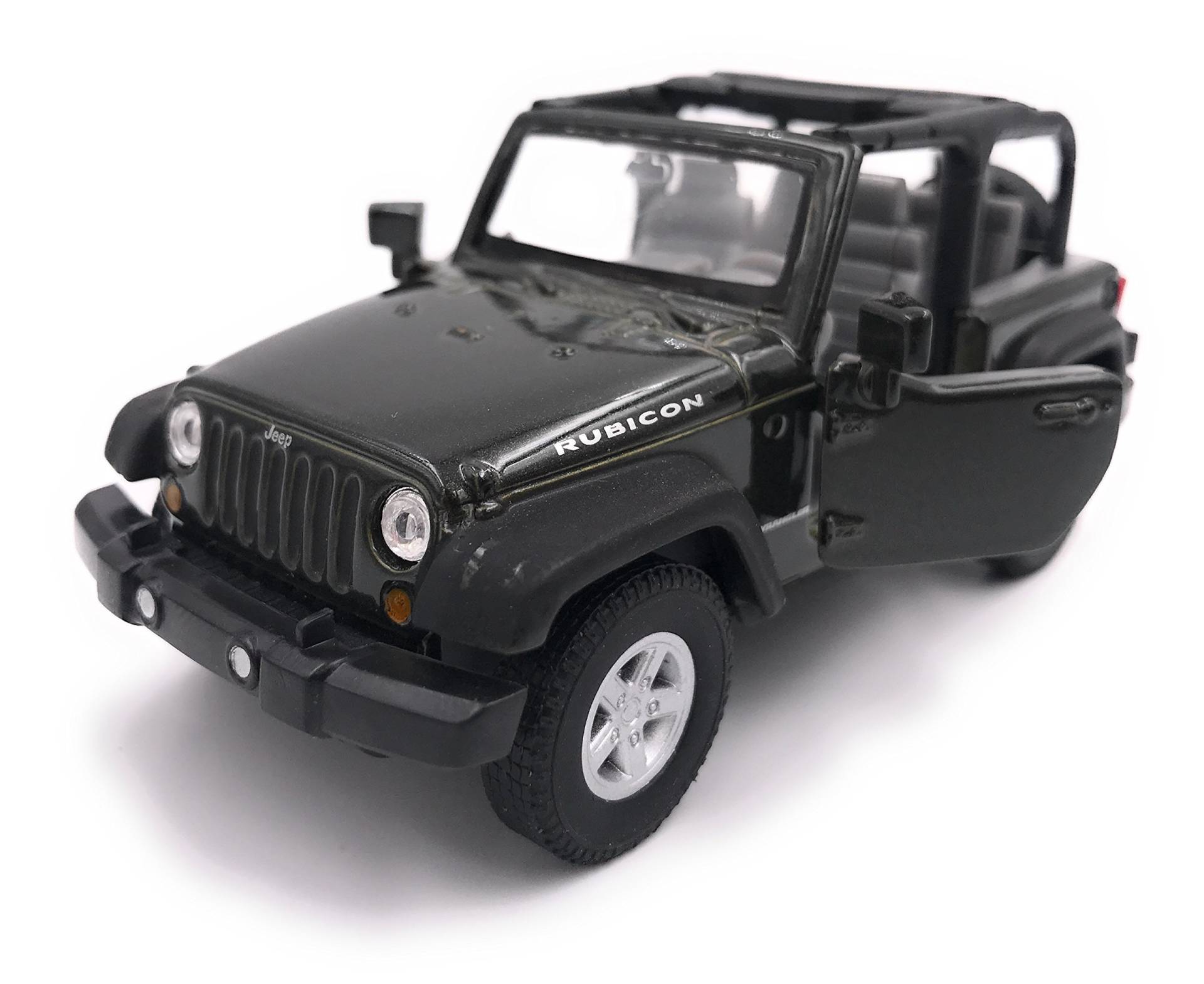 H-Customs Jeep Wrangler Rubicon Modellauto Auto Lizenzprodukt 1:34-1:39 Schwarz offen von H-Customs
