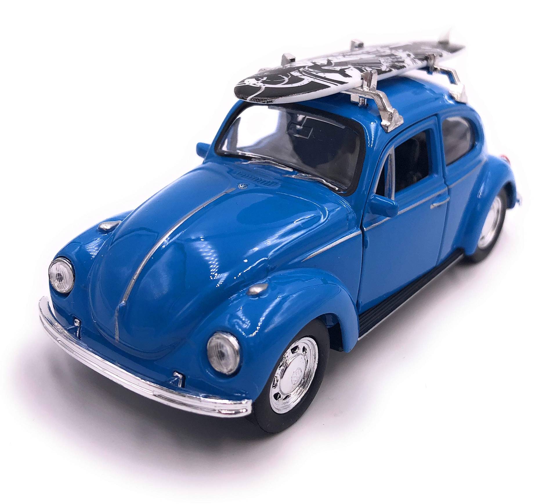 H-Customs Käfer mit Surfbrett Modellauto Auto Lizenzprodukt 1:34-1:39 Blau von H-Customs