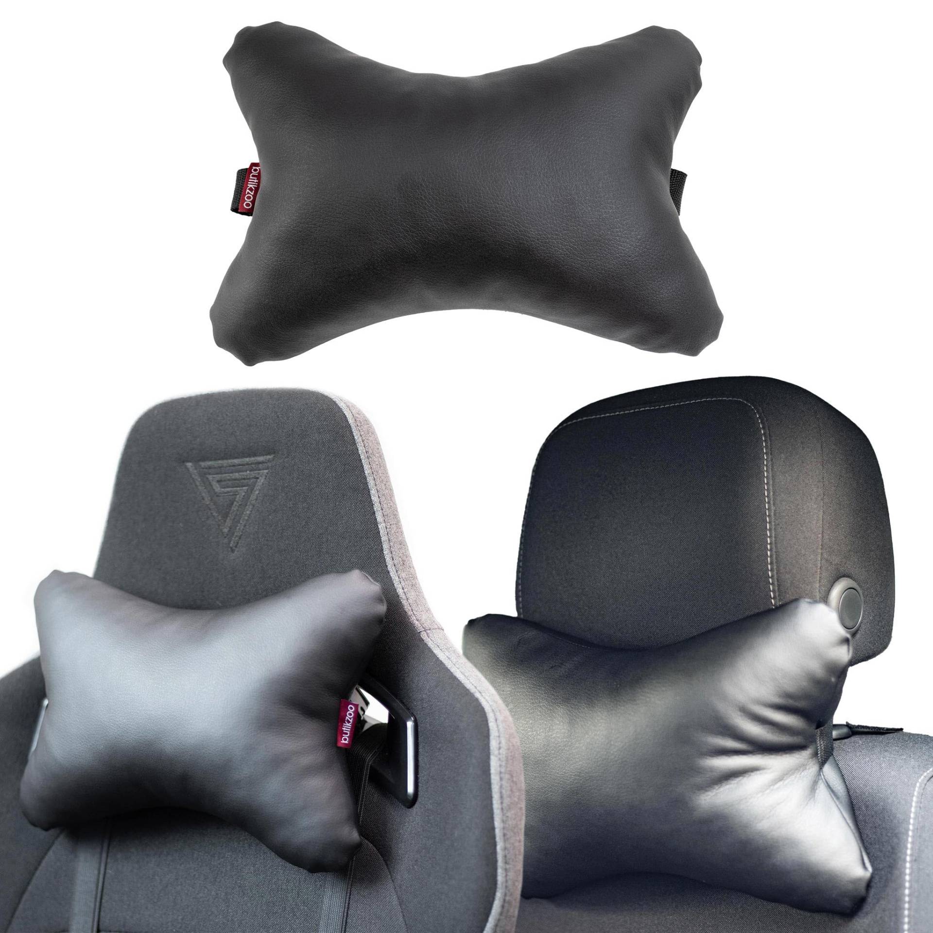 2er Set Auto Nackenkissen | Gaming Stuhl kissen | Kopfstütze Für Autositz | Reisekissen aus Kunstleder | Bequemes und wasserfestes Kissen für unterwegs | Farbe: Schwarz 2er Set Auto Nackenkissen | Gaming Stuhl kissen | Kopfstütze Für Autositz | Reisekissen aus Kunstleder | Bequemes und wasserfestes Kissen für unterwegs | Farbe: Schwarz von H&F Heimtextilien