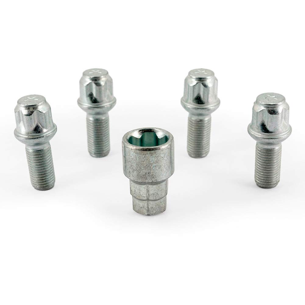 H&R Felgenschloss-Set R13 M14x1.50x27mm Kugelbund - 4 Felgenschloss-Schrauben inkl. Adapter von H&R