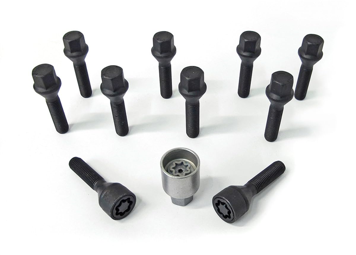 H&R Radschrauben Satz Kegelbund M12x1.50 - Länge 38mm - Schwarz - 10 Stück - inkl. Felgenschloss H&R Radschrauben Satz Kegelbund M12x1.50 - Länge 38mm - Schwarz - 10 Stück - inkl. Felgenschloss von H&R