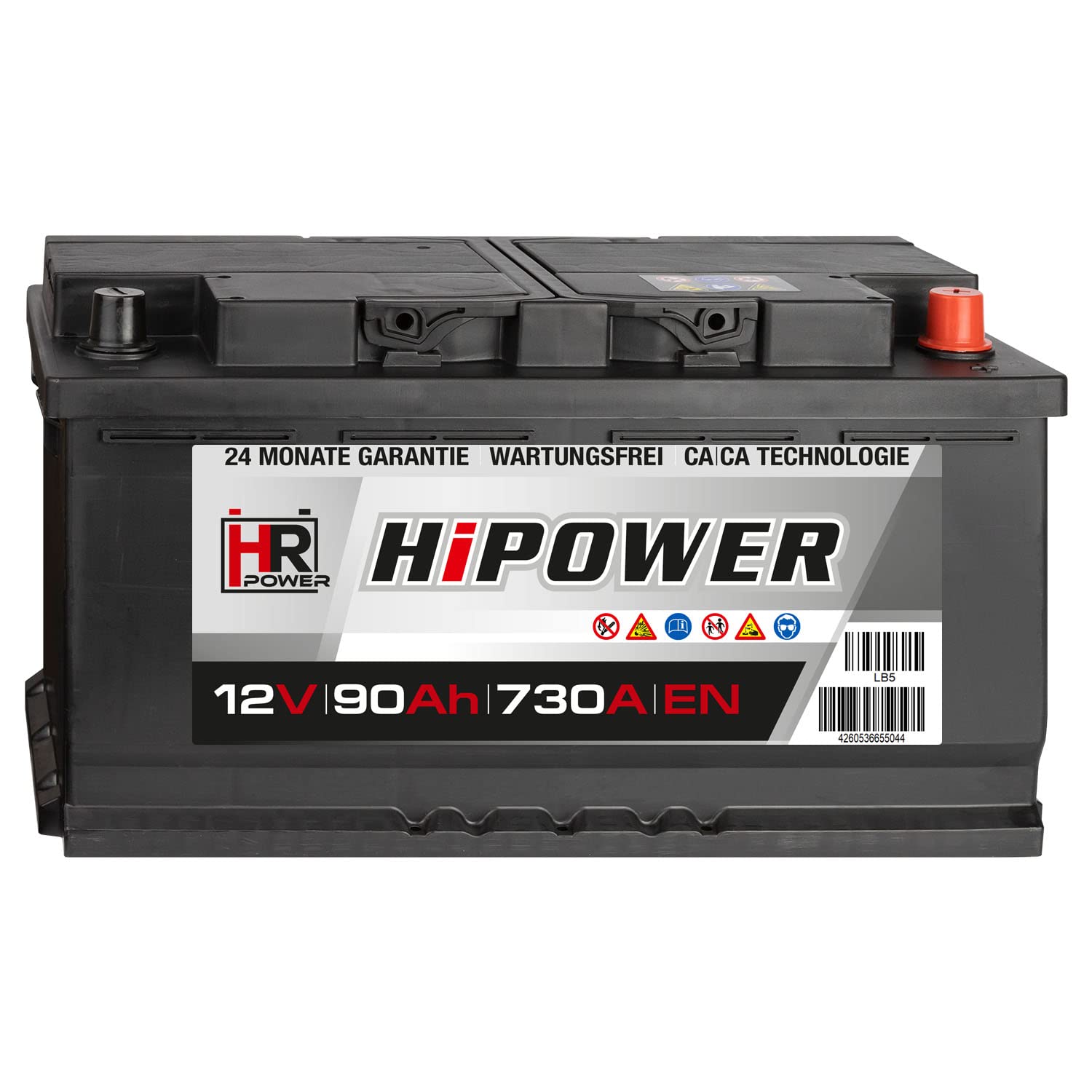 HR HiPower Autobatterie 12V 90Ah 680A/EN Starterbatterie von HR-Power