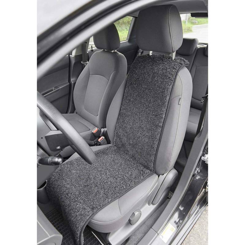 HAC24 2X Universal Schurwolle Auto Sitzauflage Schwarz Pkw Sitzschoner Sitzaufleger Wolle Schonbezug Autositzauflage von HAC24