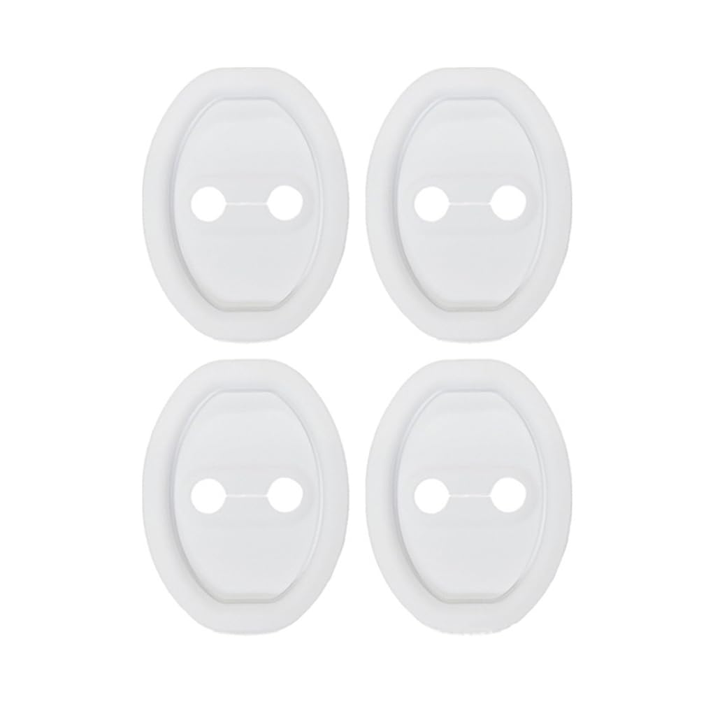 4PCS Car Door Lock Silicone Protective Pad, Shock Absorbing Door Lock Decorations, Universal for Many Models, Car Door Lock Close Door Protective Pad for Exterior Accessories (White) von HADAVAKA