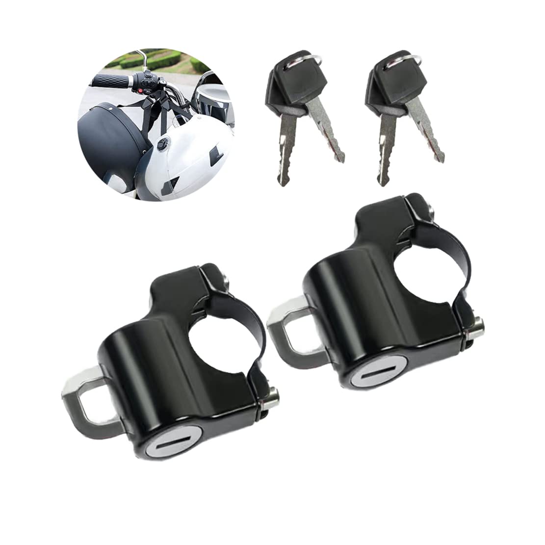 Universal Motorcycle Helmet Lock, Multifunctional Motorcycle Helmet Lock, with 2 Key Tamper-Proof Helmet Security Lock, No- Theft Helmet Lock Metal, for Motorbike Scooter Street Bike (2 Sets) von HADAVAKA