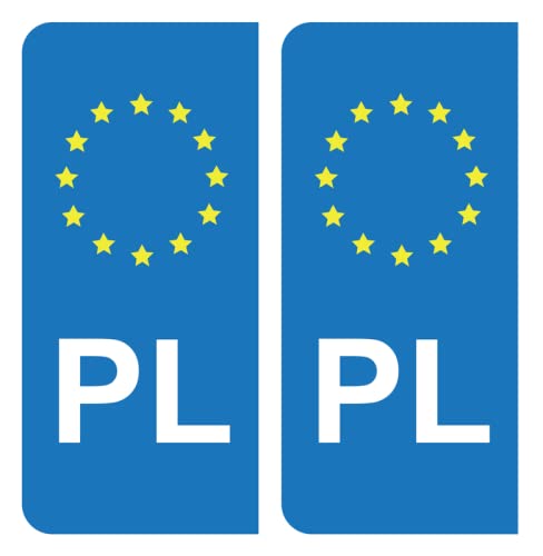 HADEXIA Aufkleber, Nummernschild, PL, Polen, Europäisch, EU, Blau von HADEXIA