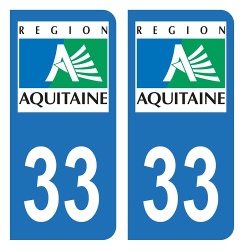 HADEXIA Aufkleber Nummernschild Departement 33 Gironde Alte Region Aquitaine von HADEXIA