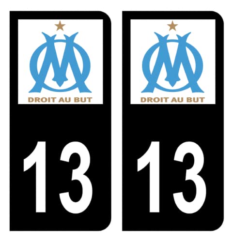 HADEXIA Aufkleber für Nummernschild, 13 Club Olympique de Marseille, Fußball, Schwarz von HADEXIA