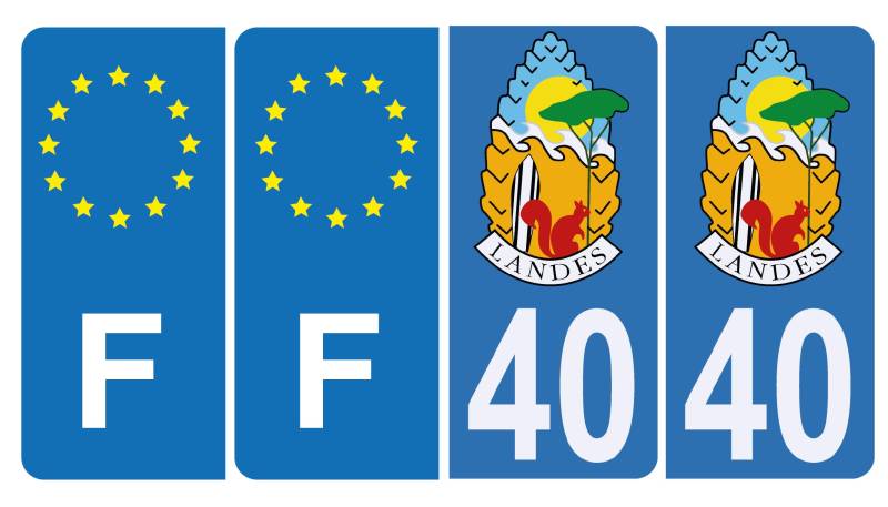 HADEXIA Aufkleber für Nummernschild, 40 Wappen der Landes & F Europa, 4 Stück von HADEXIA
