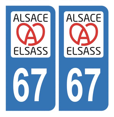 HADEXIA Aufkleber für Nummernschild, Département 67 Bas-Rhin Region Alsass Alsace von HADEXIA