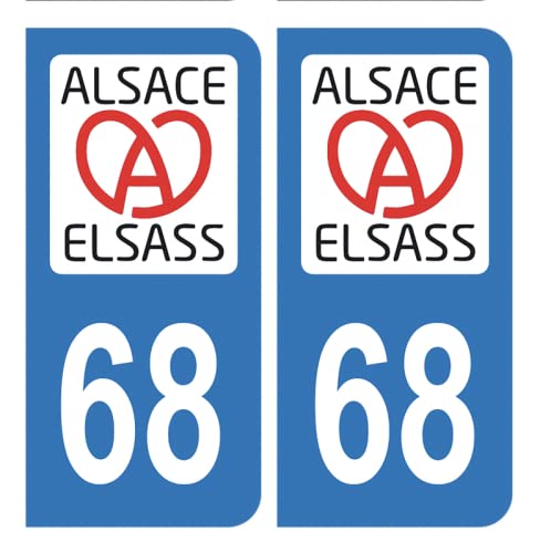 HADEXIA Aufkleber für Nummernschild, Département 68, Region Alsass Alsace von HADEXIA