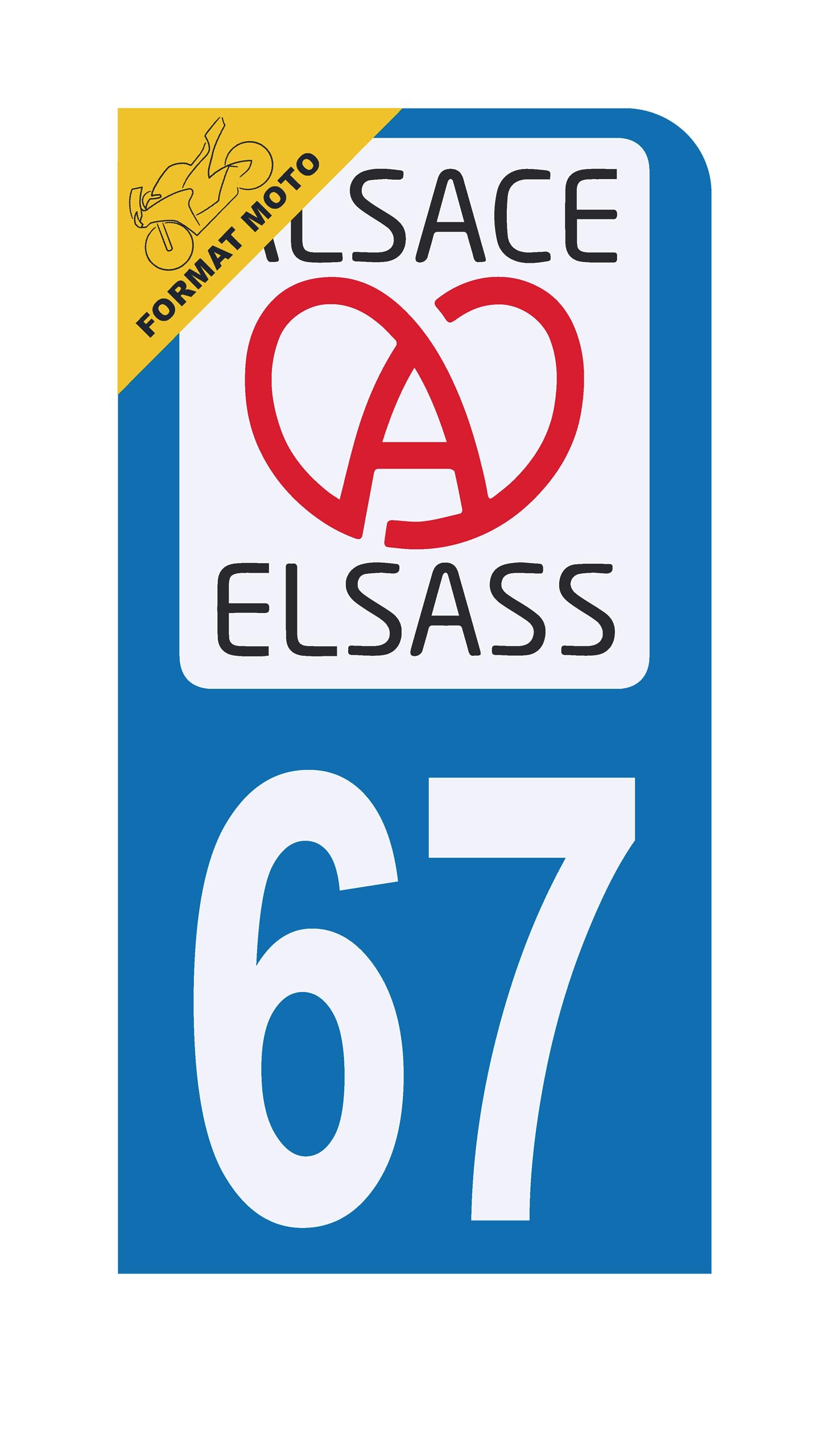 HADEXIA Aufkleber für Nummernschild, Motorrad, Département 67 Elsass Elsass Elsass von HADEXIA