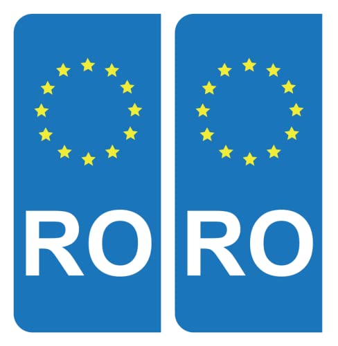 HADEXIA Aufkleber für Nummernschild, RO Rumänien, EU, Blau von HADEXIA