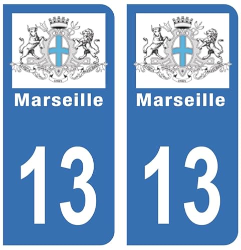 Hadexia Aufkleber für Nummernschild, Auto, 13 Wappen Marseille, selbstklebend von HADEXIA