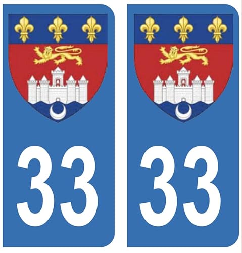 Hadexia Aufkleber für Nummernschild, Auto, 33, Wappen Bordeaux von HADEXIA