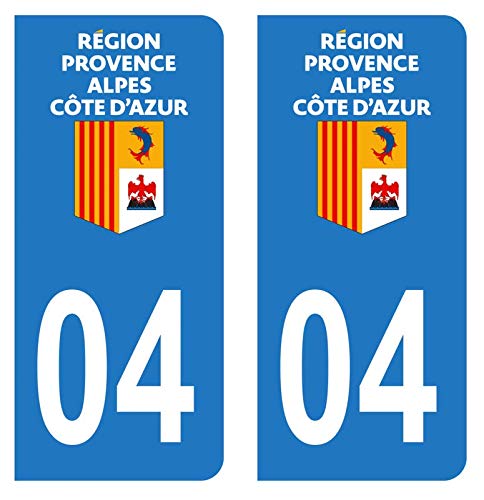 Hadexia Aufkleber für Nummernschild, Auto, Departement 04, Alpes-de-Haute-Provence, Logo Region PACA von HADEXIA