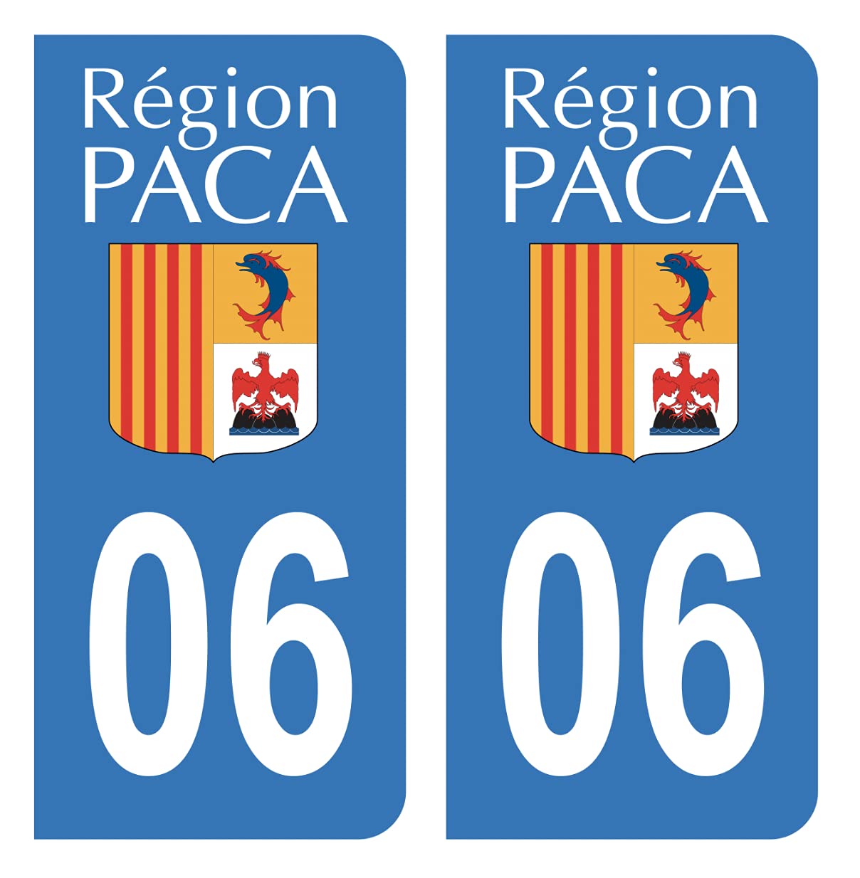Hadexia Aufkleber für Nummernschild, Auto, Departement 06 Alpes-Maritimes Altes Logo Region PACA von HADEXIA