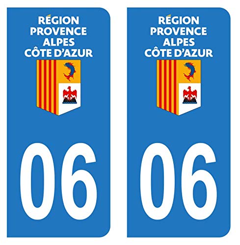 Hadexia Aufkleber für Nummernschild, Auto, Departement 06 Alpes-Maritimes Logo Region Provence PACA von HADEXIA