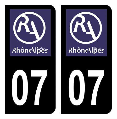 Hadexia Aufkleber für Nummernschild, Auto, Departement 07, Ardèche Logo, alte Region Rhône Alpen, Schwarz von HADEXIA