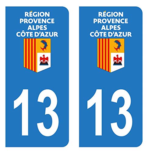 Hadexia Aufkleber für Nummernschild, Auto, Departement 13 Bouches-du-Rhône, Logo Region PACA von HADEXIA