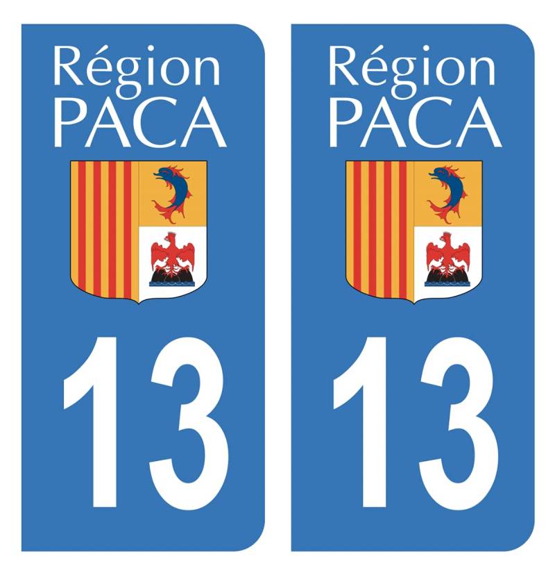Hadexia Aufkleber für Nummernschild, Auto, Departement 13 Bouches-du-Rhône altes Logo Region PACA von HADEXIA