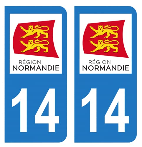 Hadexia Aufkleber für Nummernschild, Auto, Departement 14, Calvados, Logo Region Normandie von HADEXIA