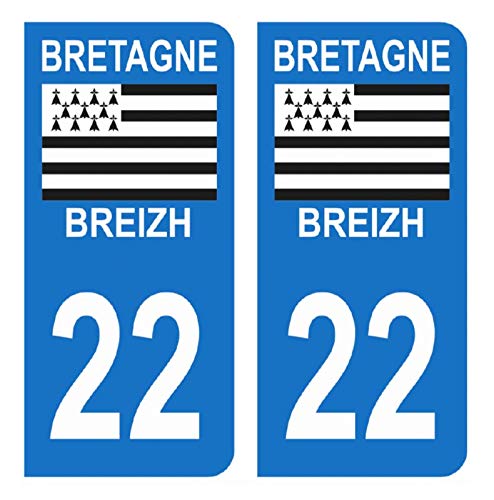Hadexia Aufkleber für Nummernschild, Auto, Departement 22 Côtes d'Armor Logo, Bretagne Breizh Symbol von HADEXIA