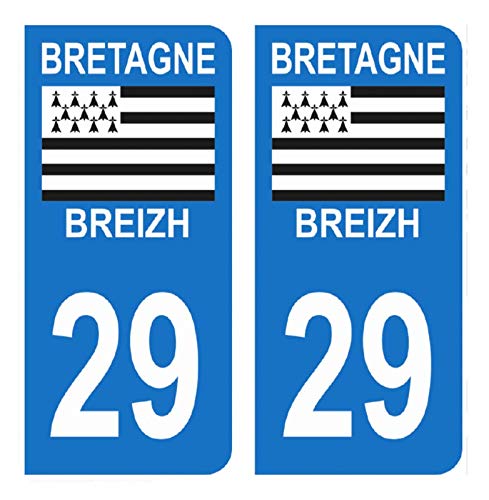 Hadexia Aufkleber für Nummernschild, Auto, Departement 29, Finistère Logo, Bretagne Breizh Symbol von HADEXIA