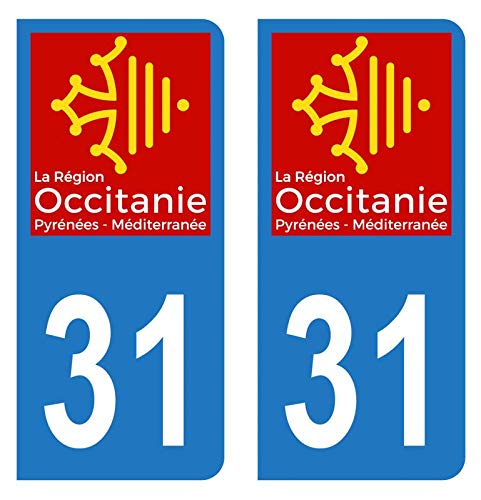 Hadexia Aufkleber für Nummernschild, Auto, Departement 31 Haute-Garonne Logo Okzitanien von HADEXIA