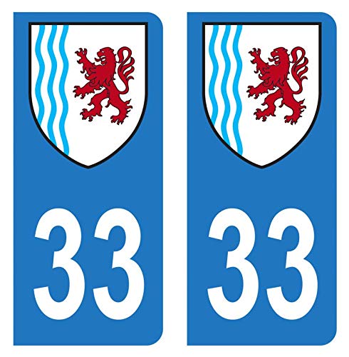 Hadexia Aufkleber für Nummernschild, Auto, Departement 33, Gironde Ain Logo, New Aquitaine von HADEXIA