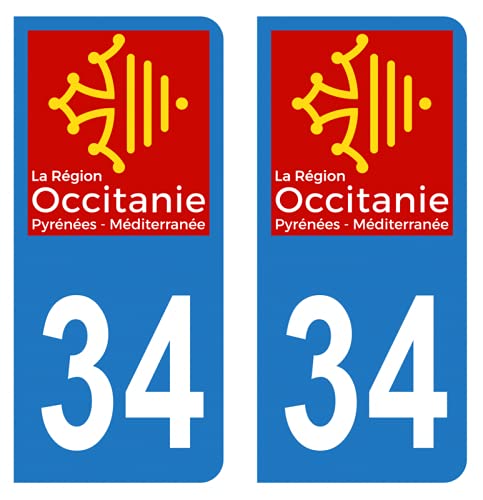 Hadexia Aufkleber für Nummernschild, Auto, Departement 34, Hérault, Logo der Okzitanien von HADEXIA