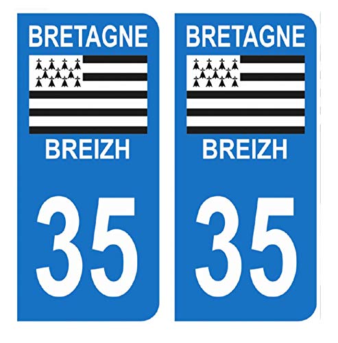 Hadexia Aufkleber für Nummernschild, Auto, Departement 35, Ille-et-Vilaine Logo, Bretagne Breizh Symbol von HADEXIA