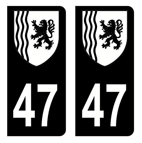 Hadexia Aufkleber für Nummernschild, Auto, Departement 47, Lot-et-Garonne Logo New Aquitaine Full Schwarz, 2 Stück von HADEXIA