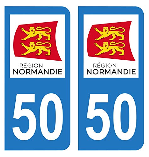 Hadexia Aufkleber für Nummernschild, Auto, Departement 50, Griff Logo Region Normandie von HADEXIA