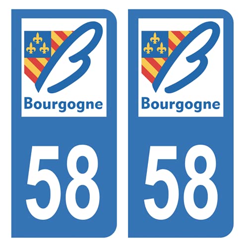 Hadexia Aufkleber für Nummernschild, Auto, Departement 58, Nièvre alte Region Burgund von HADEXIA