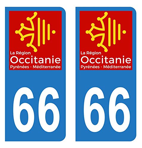 Hadexia Aufkleber für Nummernschild, Auto, Departement 66, Pyrénées-Orientales Logo Region Okzitanien von HADEXIA