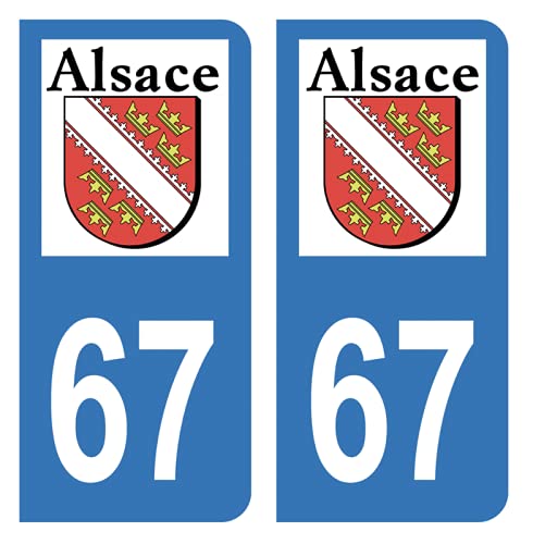 Hadexia Aufkleber für Nummernschild, Auto, Departement 67 Bas-Rhin, Logo, alte Region Elsace von HADEXIA
