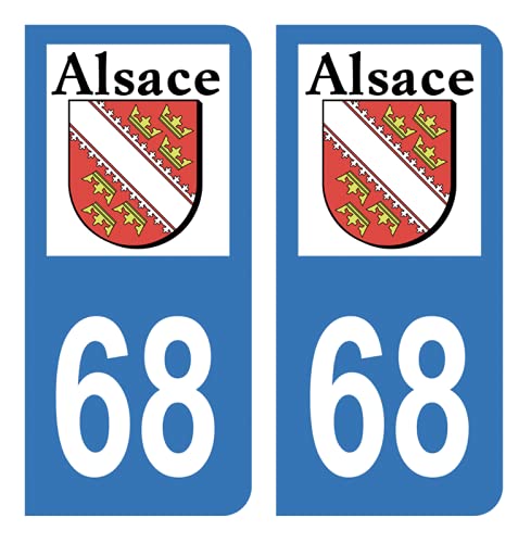 Hadexia Aufkleber für Nummernschild, Auto, Departement 68, Haut-Rhin, Logo alte Region Elsace von HADEXIA