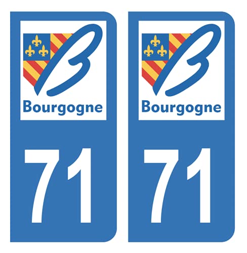 Hadexia Aufkleber für Nummernschild, Auto, Departement 71, Saône-et-Loire alte Region Burgund von HADEXIA