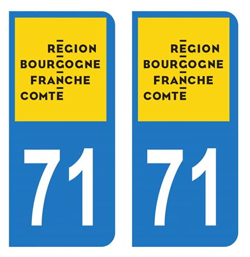 Hadexia Aufkleber für Nummernschild, Auto, Departement 71 Saône-et-Loire Logo Burgund Franche Comté von HADEXIA