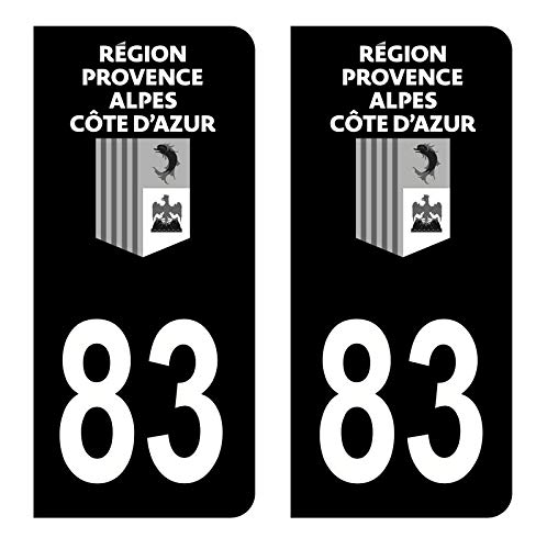 Hadexia Aufkleber für Nummernschild, Auto, Departement 83 Var, Logo Region Provence-Alpes-Côte d'Azur Full schwarz von HADEXIA