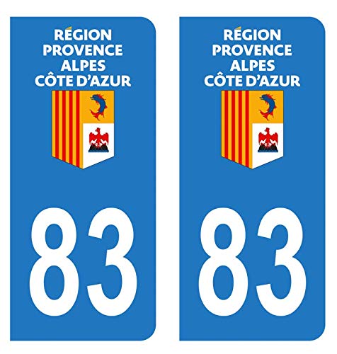 Hadexia Aufkleber für Nummernschild, Auto, Departement 83 Var, Logo Region Provence-Alpes-Côte d'Azur von HADEXIA