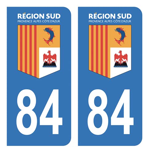 Hadexia Aufkleber für Nummernschild, Auto, Departement 84, Vaucluse, Logo Region Sud von HADEXIA