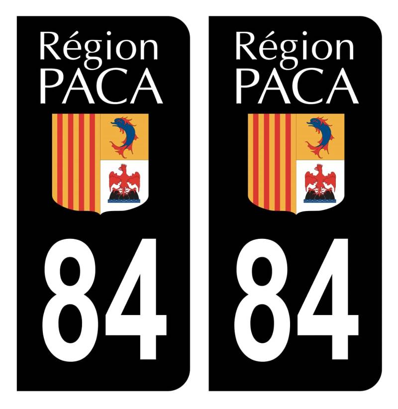 Hadexia Aufkleber für Nummernschild, Auto, Departement 84, Vaucluse, alte Vaucluse, Logo, Region PACA, Schwarz von HADEXIA