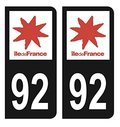 Hadexia Aufkleber für Nummernschild, Auto, Departement 92 Haute de-Seine Logo, Region Ile-de-France, Schwarz von HADEXIA