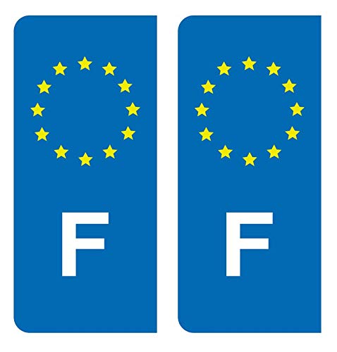 Hadexia Aufkleber für Nummernschild, Auto, F, Frankreich, EU, Blau, Sterne Gelb von HADEXIA