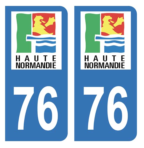 Hadexia Aufkleber für Nummernschild, Departement 76 Seine-Maritime, Logo alte Region Haute Normandie von HADEXIA