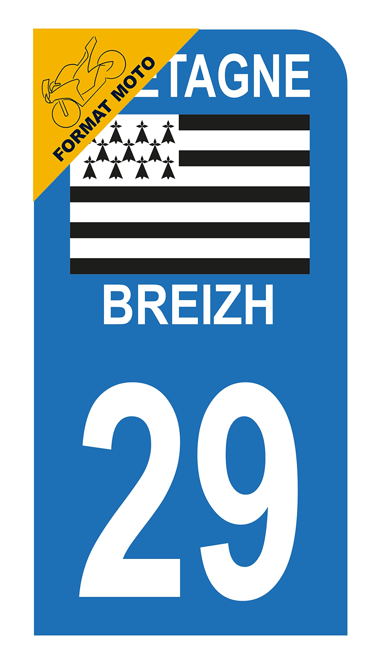 Hadexia Aufkleber für Nummernschild, Motorroller, Departement 29, Finistère Logo, Bretagne Breizh Symbol von HADEXIA