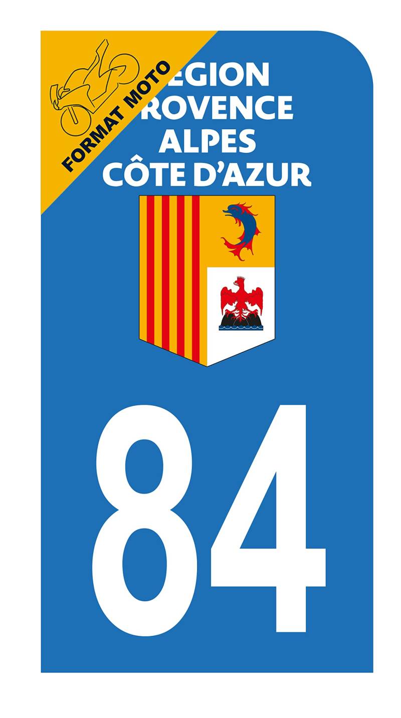 Hadexia Aufkleber für Nummernschild, Motorroller, Departement 84, Vaucluse, Logo Provence-Alpes-Côte d'Azur von HADEXIA