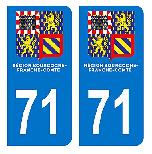 Hadexia Aufkleber für Nummernschild, französisches Departement 71 Saône-et-Loire Logo Burgund Franche Comté neues Modell von HADEXIA